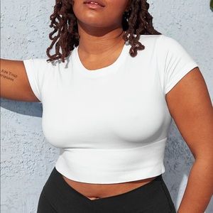 OFFLINE By Aerie Sidewalk Seamless Cropped T-Shirt, Size: L, Color: Lilac